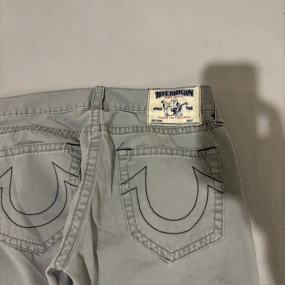 True Religion Mens Grey Moto Knee Panel Straight Leg Pants Size 34 Casual Fall - Picture 7 of 7